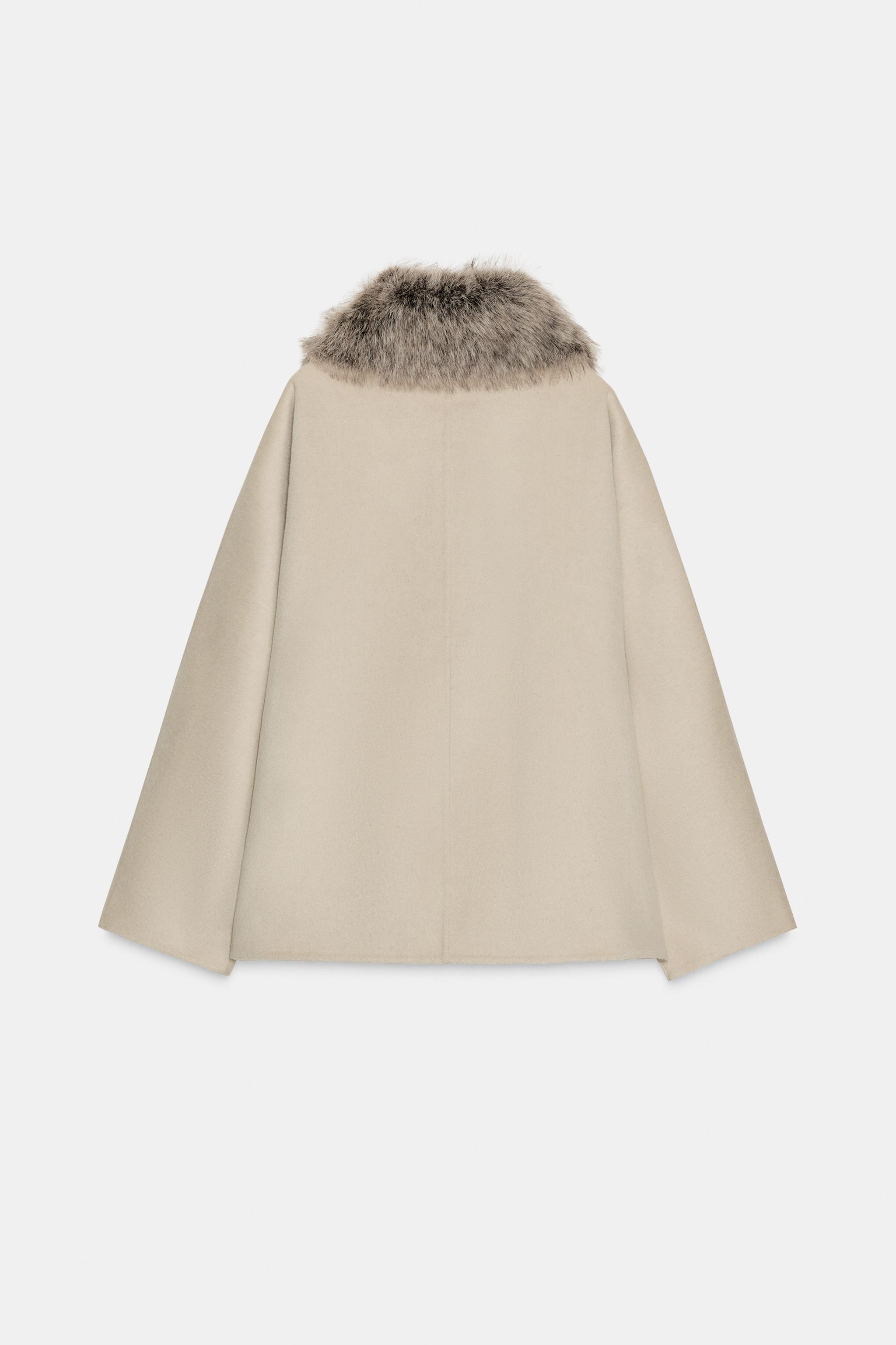 WOOL BLEND FAUX FUR COLLAR JACKET ZW COLLECTION